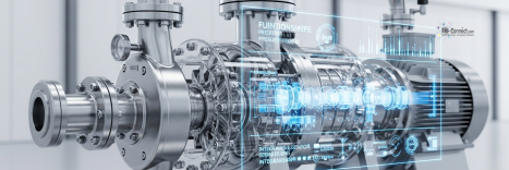 Technische Grafik zum Grundaufbau eines Portalkrans mit Kennzeichnung der Hauptkomponenten wie Kranträger, Stützen, Fahrwerk und Hebezeug